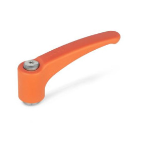 GN 604.1 Verstellbare Klemmhebel, Kunststoff, Buchse Edelstahl Farbe: OR - orange, RAL 2004, matt