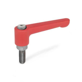 GN 302.1 Flache verstellbare Klemmhebell, Zink-Druckguss, Schraube Edelstahl Farbe: RS - rot, RAL 3000, strukturmatt