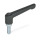 GN 303.2 Verstellbare Klemmhebel, mit Ausrastknopf, Zink-Druckguss, Schraube Stahl verzinkt Farbe: S - schwarz, RAL 9005