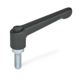 GN 303.2 Verstellbare Klemmhebel, mit Ausrastknopf, Zink-Druckguss, Schraube Stahl verzinkt Farbe: S - schwarz, RAL 9005