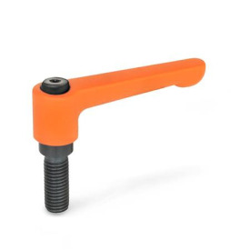 GN 302 Flache verstellbare Klemmhebel, Zink-Druckguss, Schraube Stahl Farbe: OS - orange, RAL 2004, strukturmatt
