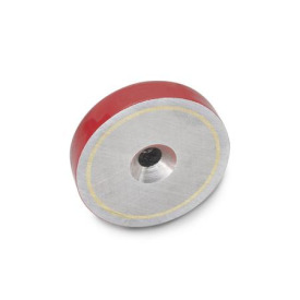 GN 58 Flachtopfmagnete mit Bohrung Oberfläche: RT - rot, lackiert