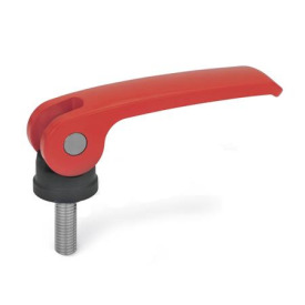 GN 927.4 Exzenterspanner mit Edelstahl-Schraube, Hebel Zink-Druckguss Form: B - Kunststoff-Auflagescheibe ohne Stellmutter<br />Farbe: R - rot, RAL 3000