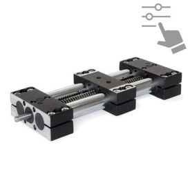 GN 4910 Doppelrohr-Lineareinheiten, Stahl / Edelstahl, mit einem Einzelschlitten, konfigurierbar 