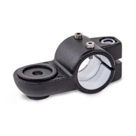 GN 278.1 Laschen-Verfahrschlitten, Aluminium d1: G - mit Gleiteinsatz<br />Form: MZ - mit Zentrieransatz<br />Oberfläche: SW - schwarz, RAL 9005, strukturmatt