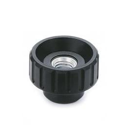 GN 590.5 Rändelmuttern mit Edelstahl-Gewindebuchse Form: D - mit Gewinde-Durchloch