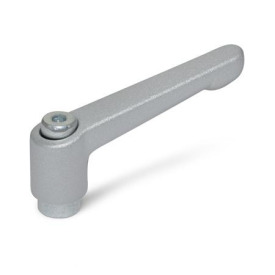 GN 300.2 Verstellbare Klemmhebel, Zink-Druckguss, Einsatz Stahl verzinkt, mit Innengewinde Farbe: SR - silber, RAL 9006, strukturmatt