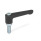 GN 302.2 Flache verstellbare Klemmhebel, Zink-Druckguss, Schraube Stahl verzinkt Farbe: SW - schwarz, RAL 9005, strukturmatt