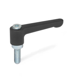 GN 302.2 Flache verstellbare Klemmhebel, Zink-Druckguss, Schraube Stahl verzinkt Farbe: SW - schwarz, RAL 9005, strukturmatt