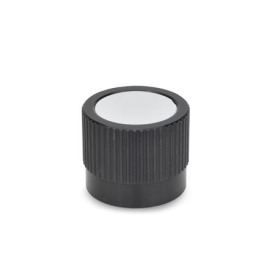 GN 726.1 Drehknöpfe, Aluminium, schwarz eloxiert Form: B - neutral, ohne Markierung oder Skala<br />Kennziffer: 2 - mit Spannzange