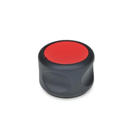 GN 624.5 Drehknöpfe, Kunststoff, Buchse Edelstahl, Softline Farbe der Abdeckkappe: DRT - rot, RAL 3000, matt