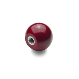 DIN 319 Kugelknöpfe, Kunststoff, rot Werkstoff: KU - Kunststoff<br />Form: E - mit Gewindebuchse<br />Farbe: RT - rot