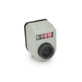 GN 954 Stellungsanzeiger, 4-stellig, digitale Anzeige, mechanisches Zählwerk, Hohlwelle Stahl Einbaulage: FN - gerade, oben<br />Farbe: GR - grau, RAL 7035