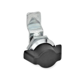 GN 115.1 Verriegelungen, kleine Bauform, Gehäusebund verchromt, mit und ohne Schloss Werkstoff: ZD - Zink-Druckguss<br />Form: SK - mit Knebel