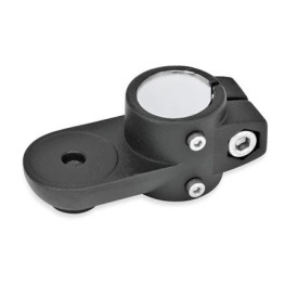 GN 274.1 Laschen-Verfahrschlitten, Aluminium d1: G - mit Gleiteinsatz<br />Form: OZ - ohne Zentrieransatz (glatt)<br />Oberfläche: SW - schwarz, RAL 9005, strukturmatt