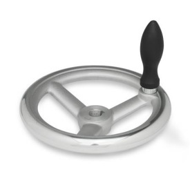 DIN 950 Handräder, Gusseisen / Aluminium Werkstoff: AL - Aluminium<br />Bohrungskennzeichen: K - mit Nabennut DIN 6885-1 P9<br />Form: D - mit drehbarem Griff