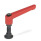 GN 306 Verstellbare Klemmhebel, Schraube mit Sonderzapfen Farbe: RS - rot, RAL 3000, strukturmatt
Form: KD - Kugelzapfen mit Druckstück