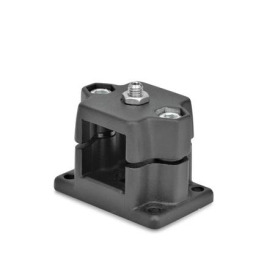GN 147.7 Flansch-Rastschlitten, Aluminium Form: D - mit federndem Druckstück<br />Oberfläche: SW - schwarz, RAL 9005, strukturmatt