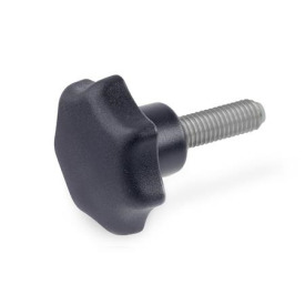 GN 6336.10 Sterngriffschrauben mit Druckzapfen Druckzapfen-Werkstoff: KU - Kunststoff (Polyacetal POM)