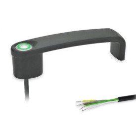 GN 422 Bügelgriffe, mit elektrischer Schaltfunktion, mit Kabel Form: T1 - mit 1 Taster<br />Oberfläche: SW - schwarz, RAL 9005, strukturmatt