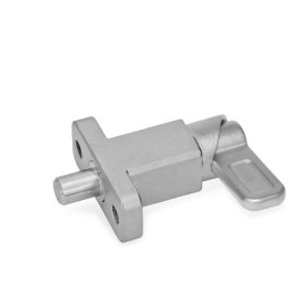 GN 722.2 Federriegel, Edelstahl, mit Anschraubflansch Form: B - Riegelstellung parallel zu Befestigungsbohrungen