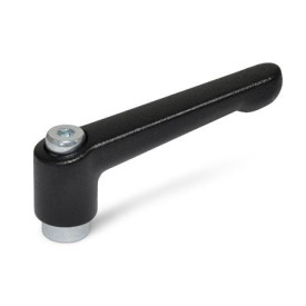 GN 300.2 Verstellbare Klemmhebel, Zink-Druckguss, Einsatz Stahl verzinkt, mit Innengewinde Farbe: SW - schwarz, RAL 9005, strukturmatt