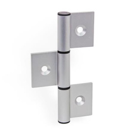 GN 2295 Scharniere, für Aluminiumprofile / Flächenelemente, dreiteilig Form: A - Scharnierflügel außenliegend<br />Kennzeichen: C - mit Senkbohrungen<br />l<sub>2</sub>: 125
