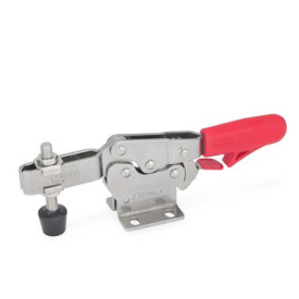 GN 820.3 Schnellspanner, Edelstahl, Spannhebel horizontal, mit Verriegelung, mit waagrechtem Fuß Werkstoff: NI - Edelstahl<br />Form: MLC - offener Spannarm, mit 2 Flankenscheiben und Andrückschraube GN 708.1
