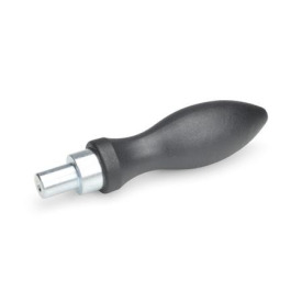 DIN 98 Drehbare Ballengriffe Stahl,  Aluminium, Kunststoff Werkstoff: KT - Kunststoff<br />Form: D - mit zylindrischem Zapfen