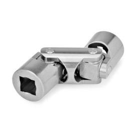 DIN 808 Edelstahl-Kreuzgelenke mit Gleitlager Werkstoff: NI - Edelstahl<br />Bohrungskennzeichnung: V - mit Vierkant<br />Form: D - Doppelgelenk