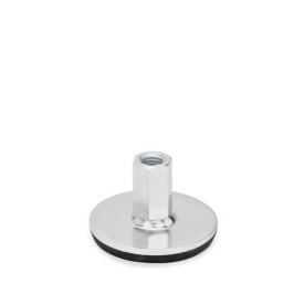GN 40 Stellfüße, Stahl Form: A3 - mit Gummiauflage, aufvulkanisiert, schwarz<br />Spindelvariante: X - Außensechskant mit Innengewinde