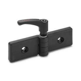 GN 159 Scharniere für Profilsysteme, Kunststoff Farbe: SW - schwarz, matt<br />Kennziffer: 2 - mit Sicherheits-Klemmhebel