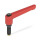 GN 306 Verstellbare Klemmhebel, Schraube mit Sonderzapfen Farbe: RS - rot, RAL 3000, strukturmatt
Form: MS - Druckzapfen Messing