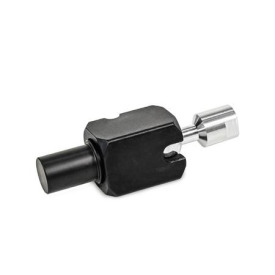 GN 487 Kugelgelenk-Klemmhalter, Aluminium Form: W - mit Welle<br />Kennzeichen: I - Kugelstück mit Innengewinde<br />Kennziffer: 2 - Klemmung mit Gewindestift<br />Oberfläche: ES - eloxiert, schwarz