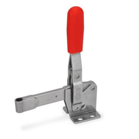 GN 810 Schnellspanner, Edelstahl, Spannhebel vertikal, mit waagrechtem Fuß Werkstoff: NI - Edelstahl<br />Form: E - massiver Spannarm mit Halteschelle zum Anschweißen