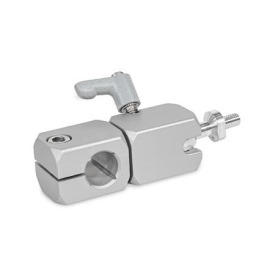 GN 487 Kugelgelenk-Klemmhalter, Aluminium Form: Q - mit Querbohrung<br />Kennzeichen: S - Kugelstück mit Außengewinde<br />Kennziffer: 1 - Klemmung mit verstellbarem Klemmhebel<br />Oberfläche: EL - eloxiert, naturfarben