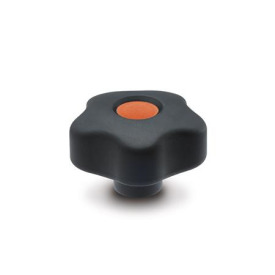 GN 5337.6 Sterngriffe, Kunststoff, Buchse Messing, Softline, Abdeckkappe farbig Farbe der Abdeckkappe: DOR - orange, RAL 2004, matt
