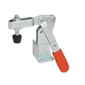 GN 812 Schnellspanner, Stahl, Spannhebel vertikal, mit Winkelfuß Form: CV - offener Spannarm, mit 2 Flankenscheiben und Andrückschraube GN 708.1