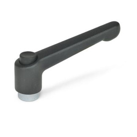 GN 303.2 Verstellbare Klemmhebel, mit Ausrastknopf, Zink-Druckguss, Buchse Stahl verzinkt Farbe Ausrastknopf: S - schwarz, RAL 9005