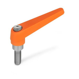 GN 101.1 Verstellbare Klemmhebel, Zink-Druckguss, Schraube Edelstahl Farbe: OS - orange, RAL 2004, strukturmatt