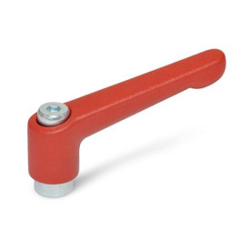 GN 300.2 Verstellbare Klemmhebel, Zink-Druckguss, Einsatz Stahl verzinkt, mit Innengewinde Farbe: RS - rot, RAL 3000, strukturmatt