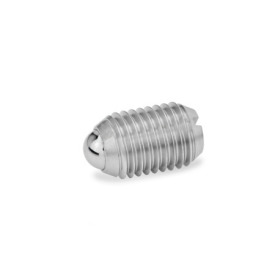 GN 615 Pressori a molla, con sfera, con intaglio, acciaio / acciaio INOX Tipo: KN - Acciaio INOX, carico della molla standard