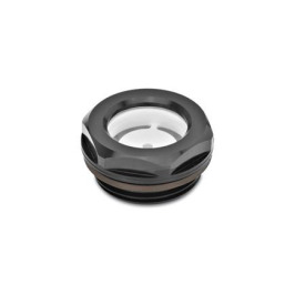 GN 743.1 Ölschaugläser, Aluminium / Sicherheitsglas (ESG) Form: AS - mit Reflektor, schwarz eloxiert