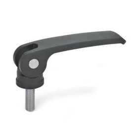 GN 927.4 Exzenterspanner mit Edelstahl-Schraube, Hebel Zink-Druckguss Form: B - Kunststoff-Auflagescheibe ohne Stellmutter<br />Farbe: B - schwarz, RAL 9005