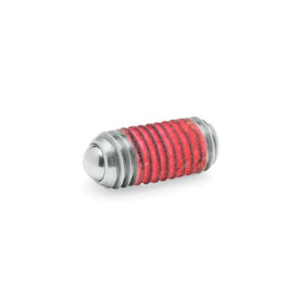 GN 615.3 Federnde Druckstücke, Stahl / Edelstahl, mit Gewindesicherung Form: KN - Edelstahl, normaler Federdruck<br />Gewindesicherung: MVK - Mikroverkapselung