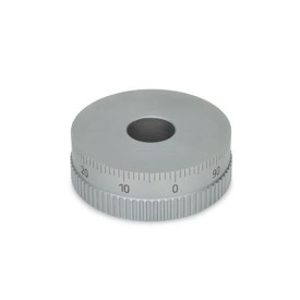 GN 164 Skalenringe mattverchromt, Stahl Kennzeichen: MCRS - mattverchromt, Skala 0...90, 100 Teilstriche, entspr. Skalier-Schema d<sub>1</sub>/100 A RA 0-10 20...90/10