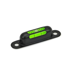 GN 2282 Längslibellen, Gehäuse Messing, zum Anschrauben Empfindlichkeit: 6 - Winkelminuten, pro 2 mm Blasenweg<br />Werkstoff / Oberfläche: MSW - schwarz, RAL 9005, strukturmatt<br />Kennziffer: 3 - Sichtfenster oben - vorne - hinten