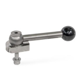 GN 918.5 Spiralexzenter, Edelstahl, Spannung radial, Schraube von der Rückseite Form: GVB - mit Kugelgriff, gerade (Kerbverzahnung)<br />Spannrichtung: L - durch Linksdrehung