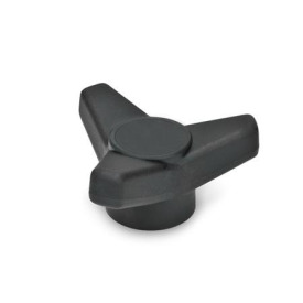 GN 5330 Dreisterngriffe mit Messing-Buchse Form: E - mit Gewinde-Sackloch