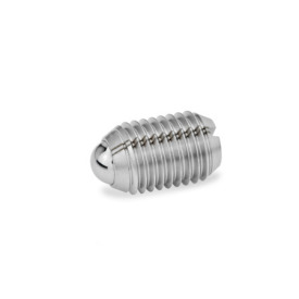 GN 615 Pressori a molla, con sfera, con intaglio, acciaio / acciaio INOX Tipo: KSN - Acciaio INOX, carico della molla elevato
